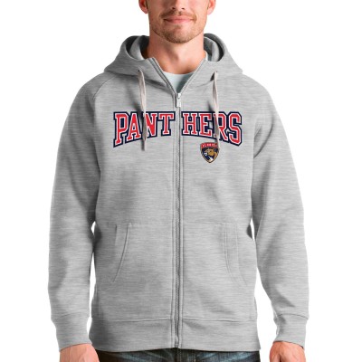 Толстовка на молнии Florida Panthers Antigua Wordmark Victory - Heathered Gray - оригинальные толстовки Флорида Пантерз