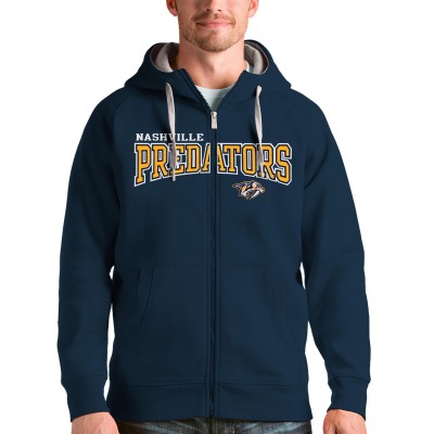 Толстовка на молнии Nashville Predators Antigua Wordmark Victory - Navy