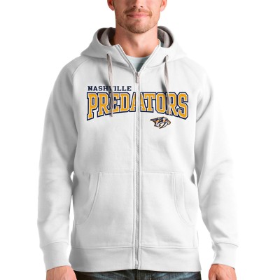 Толстовка на молнии Nashville Predators Antigua Wordmark Victory - White