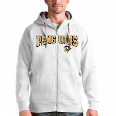 Толстовка на молнии Pittsburgh Penguins Antigua Wordmark Victory - White