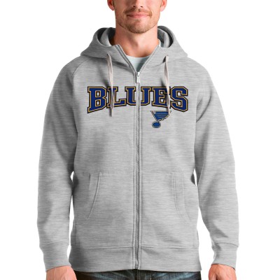 Толстовка на молнии St. Louis Blues Antigua Wordmark Victory - Heathered Gray
