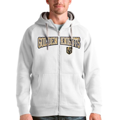 Vegas Golden Knights Antigua White Wordmark Victory Full-Zip Hoodie