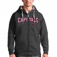 Толстовка на молнии Washington Capitals Antigua Charcoal Wordmark Victory