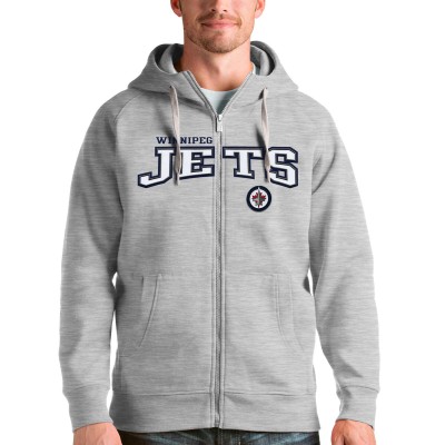 Толстовка на молнии Winnipeg Jets Antigua Wordmark Victory - Heathered Gray