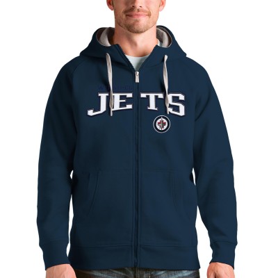 Толстовка на молнии Winnipeg Jets Antigua Wordmark Victory - Navy
