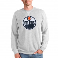 Edmonton Oilers Antigua Team Logo Reward Crewneck Pullover Sweatshirt - Heathered Gray
