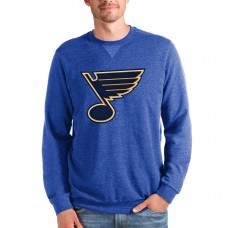 St. Louis Blues Antigua Team Logo Reward Crewneck Pullover Sweatshirt - Heathered Royal