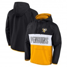 Кофта на короткой молнии Толстовка Pittsburgh Penguins Fanatics Black/Gold Backhand Shooter Defender Anorak Raglan