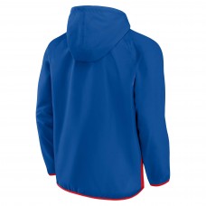New York Rangers Fanatics Branded Backhand Shooter Defender Anorak Raglan Hoodie Quarter-Zip Jacket - Blue/Red