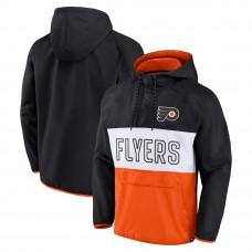 Philadelphia Flyers Backhand Shooter Defender Anorak Raglan Hoodie Quarter-Zip Jacket - Black/Orange