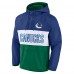 Vancouver Canucks Fanatics Blue/Green Backhand Shooter Defender Anorak Raglan Hoodie Quarter-Zip Jacket