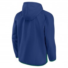 Vancouver Canucks Fanatics Blue/Green Backhand Shooter Defender Anorak Raglan Hoodie Quarter-Zip Jacket