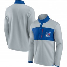 New York Rangers Fanatics Branded Omni Polar Fleece Quarter-Snap Jacket - Gray/Blue