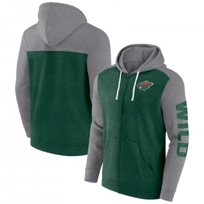 Толстовка на молнии Minnesota Wild Fanatics Down and Distance - Heather Green