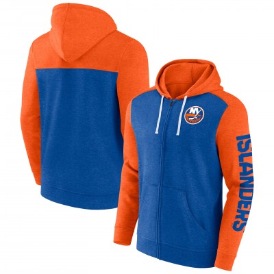 Толстовка на молнии New York Islanders Fanatics Down and Distance - Heather Royal/Heather Orange