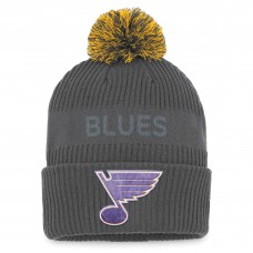 Шапка с помпоном St. Louis Blues Authentic Pro Home Ice Cuffed - Charcoal