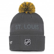 Шапка с помпоном St. Louis Blues Authentic Pro Home Ice Cuffed - Charcoal