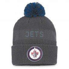Шапка с помпоном Winnipeg Jets Authentic Pro Home Ice Cuffed - Charcoal