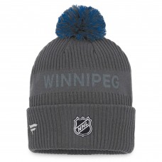 Шапка с помпоном Winnipeg Jets Authentic Pro Home Ice Cuffed - Charcoal