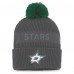 Dallas Stars Authentic Pro Home Ice Cuffed Knit Hat with Pom - Charcoal