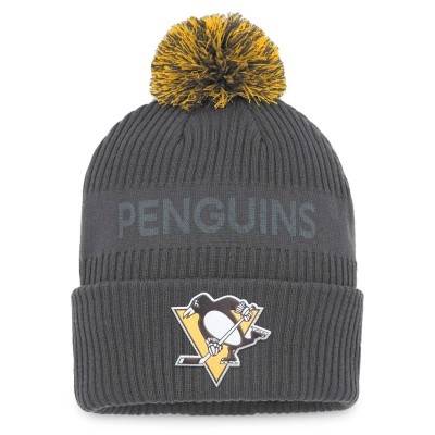 Шапка с помпоном Pittsburgh Penguins Authentic Pro Home Ice Cuffed - Charcoal