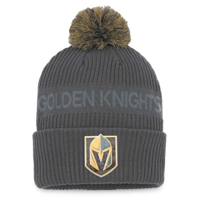 Шапка с помпоном Vegas Golden Knights Authentic Pro Home Ice Cuffed - Charcoal