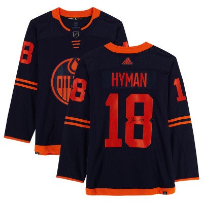 Игровая джерси Autographed Edmonton Oilers Zach Hyman Fanatics Authentic Navy adidas Alternate Authentic