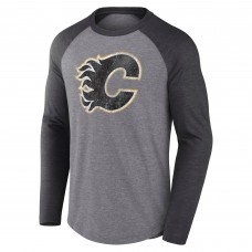 Calgary Flames Fanatics Heather Gray Special Edition Long Sleeve Tri-Blend Raglan T-Shirt