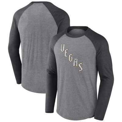 Футболка Vegas Golden Knights Fanatics Heather Gray/Black Special Edition 2.0 Long Sleeve Raglan