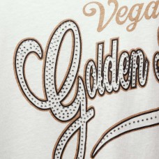 Vegas Golden Knights Touch Womens Shutout Tri-Blend V-Neck Three-Quarter Sleeve T-Shirt - White/Heathered Heather Black