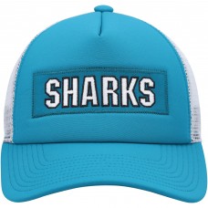 Бейсболка San Jose Sharks adidas Team Plate Trucker - Teal/White