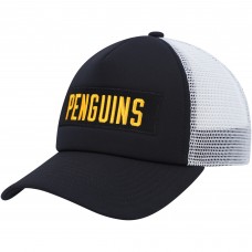 Pittsburgh Penguins adidas Team Plate Trucker Snapback Hat - Black/White