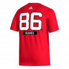 Футболка с номером Jack Hughes New Jersey Devils adidas Fresh - Red