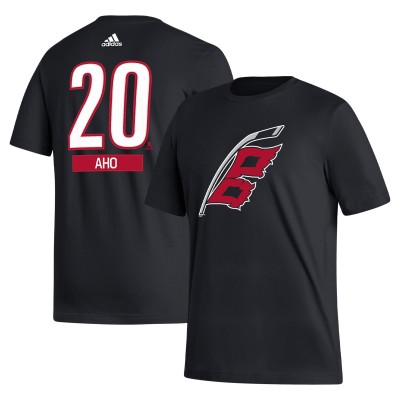 Футболка Sebastian Aho Carolina Hurricanes adidas Fresh Name & Number - Black