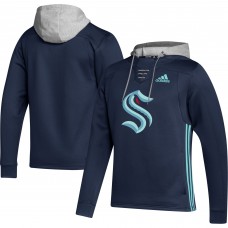 Seattle Kraken adidas Deep Sea Blue Skate Lace Primeblue Team Pullover Hoodie