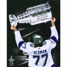 Autographed Tampa Bay Lightning Victor Hedman Fanatics Authentic 16 x 20 2020 Stanley Cup Champions Raising Cup Spotlight Photograph with Multiple Inscriptions - Limited Edition of 20