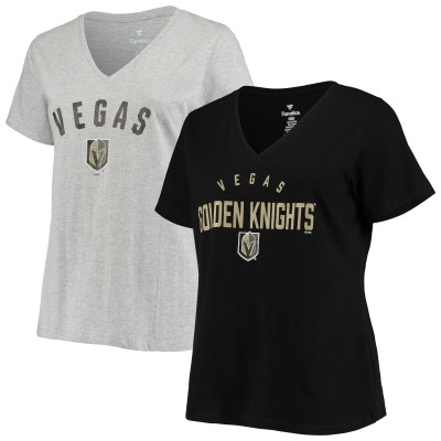 Футболка Vegas Golden Knights Womens Plus Size Two-Pack V-Neck Sleep Set - Black/Heathered Gray