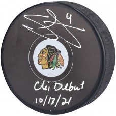 Шайба с автографом Seth Jones Chicago Blackhawks Fanatics Authentic Autographed with Chi Debut 10/13/21 Inscription