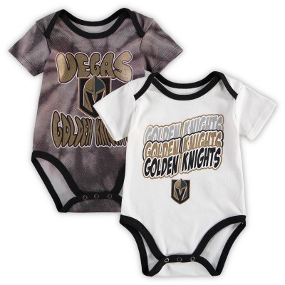 Newborn & Малышам Vegas Golden Knights Black/White Monterey Tie-Dye Two-Pack Bodysuit Set