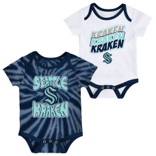 Newborn & Малышам Seattle Kraken Deep Sea Blue/White Monterey Tie-Dye Two-Pack Bodysuit Set