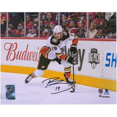 Autographed Anaheim Ducks Troy Terry Fanatics Authentic 8 x 10 White Jersey with Puck Photograph