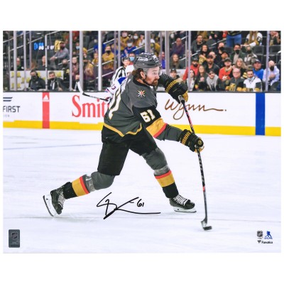Autographed Vegas Golden Knights Mark Stone Fanatics Authentic 16 x 20 Black Jersey Shooting Photograph