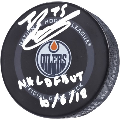 Шайба с автографом Evan Bouchard Edmonton Oilers Fanatics Authentic 2019 Model Official with NHL Debut 10/6/18 Inscription