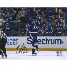 Autographed Tampa Bay Lightning Victor Hedman Fanatics Authentic 8 x 10 Blue Jersey Celebrating Photograph