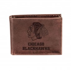 Chicago Blackhawks Bifold Leather Wallet - Brown