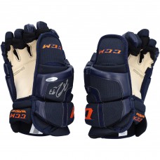Autographed Edmonton Oilers Connor McDavid Upper Deck CCM 2017 Navy Gloves