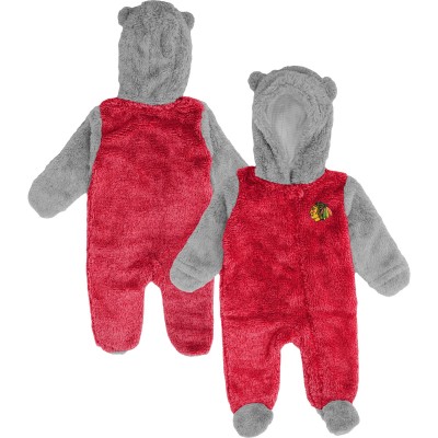 Newborn & Малышам Chicago Blackhawks Red Game Nap Teddy Fleece Bunting Full-Zip Sleeper