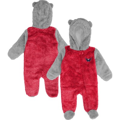 Newborn & Малышам Washington Capitals Red Game Nap Teddy Fleece Bunting Full-Zip Sleeper