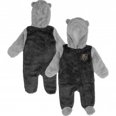 Newborn & Малышам Vegas Golden Knights Black Game Nap Teddy Fleece Bunting Full-Zip Sleeper