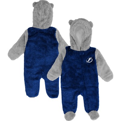 Newborn & Малышам Tampa Bay Lightning Blue Game Nap Teddy Fleece Bunting Full-Zip Sleeper